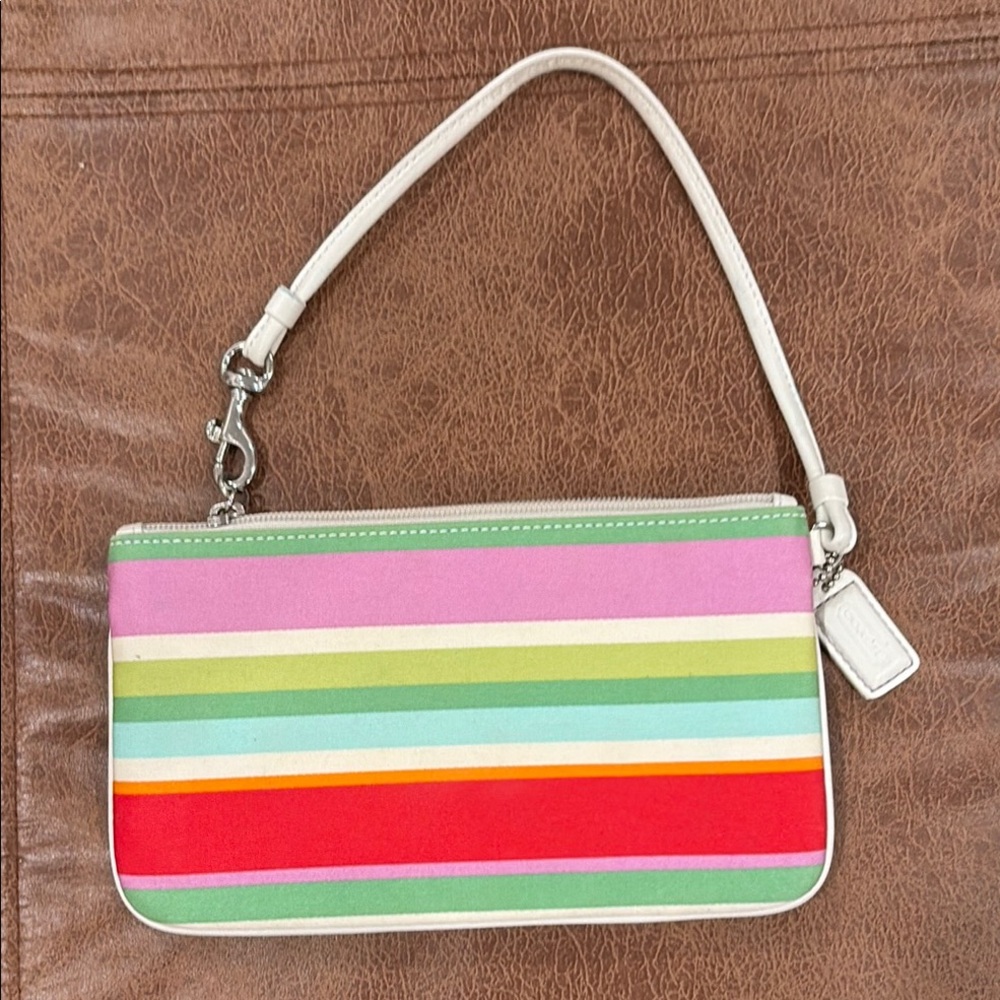 Coach Colorful Striped Women's Wristlet - Picture 2 of 4